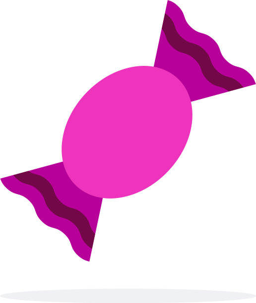 糖果在紫色包装扁平材料设计图片下载