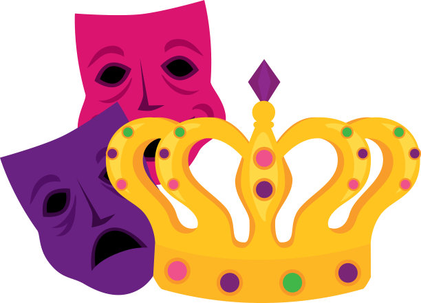 隔离的狂欢节面具和皇冠设计图片下载