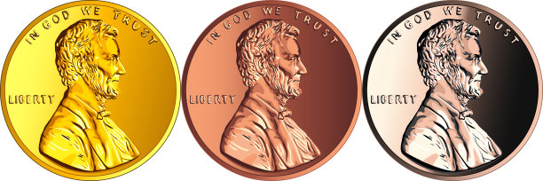 矢量美国货币金币一分，一分图片下载