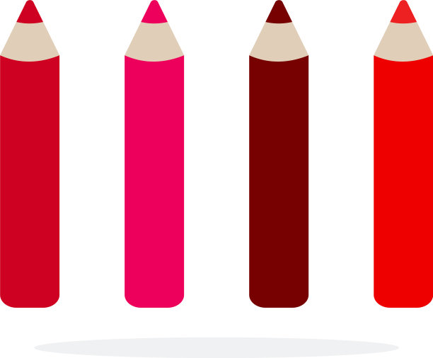铅笔为唇部扁平材料设计图片下载
