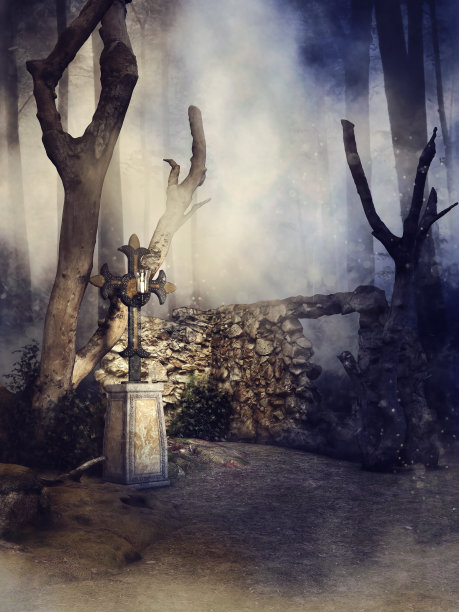 有墓碑的黑暗森林图片下载