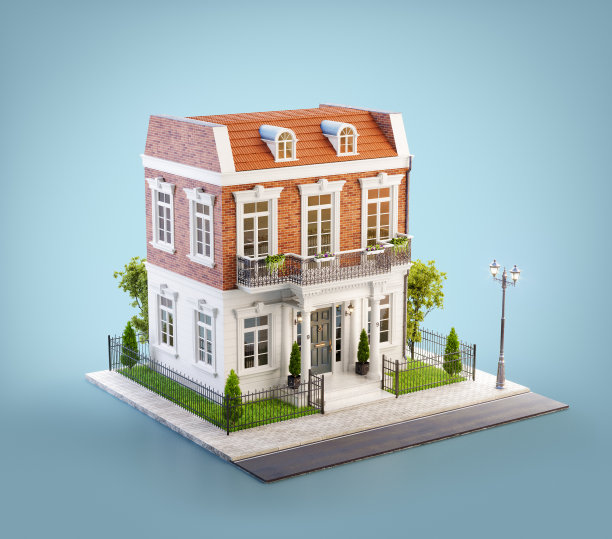 不寻常的3d插图的一个美丽的房子图片下载