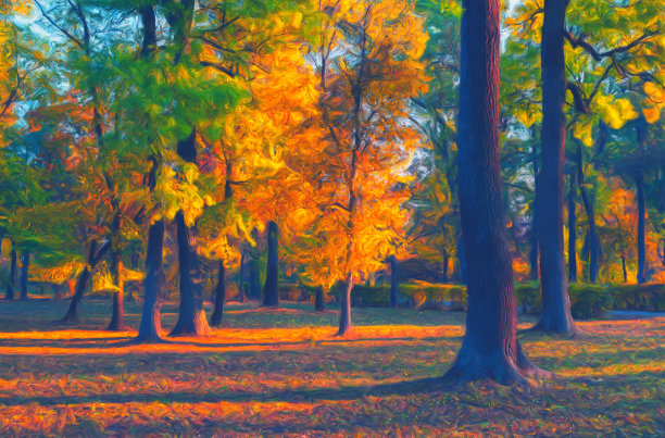 石油山水画图片下载