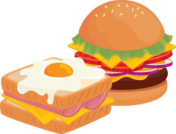美味的汉堡与三明治快餐图标图片下载