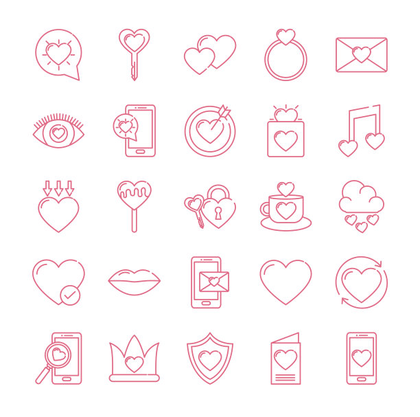 孤立爱情图标集设计图片下载