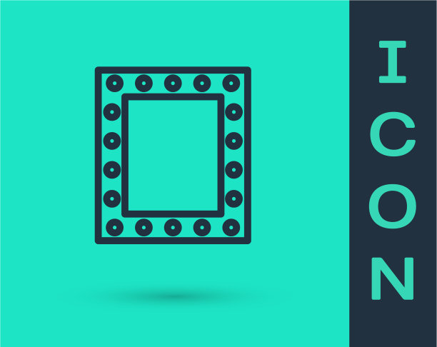 黑线化妆镜与灯光图标隔离图片下载