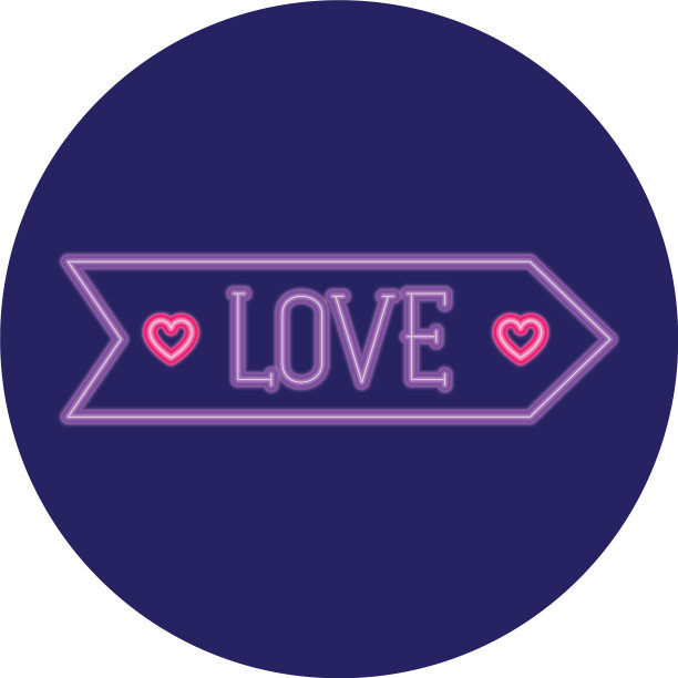 爱情标签在霓虹灯情人节图片下载
