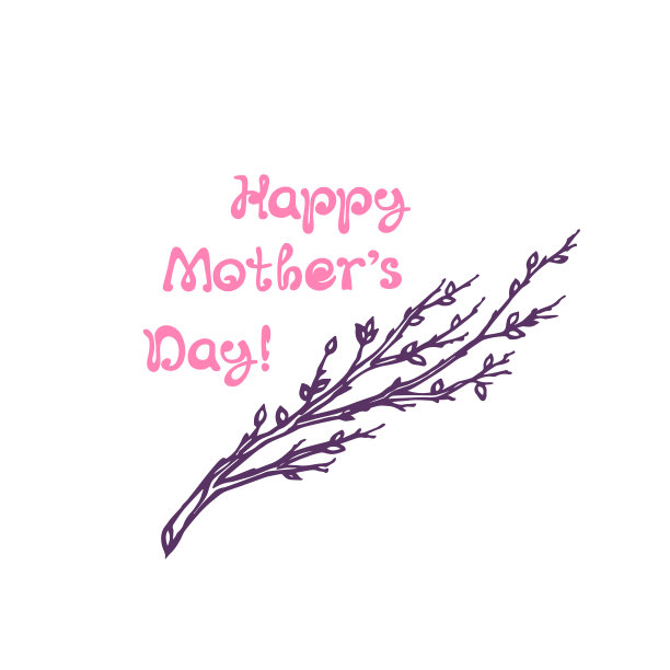 手绘细枝与芽和手写文字在白色的背景图片下载