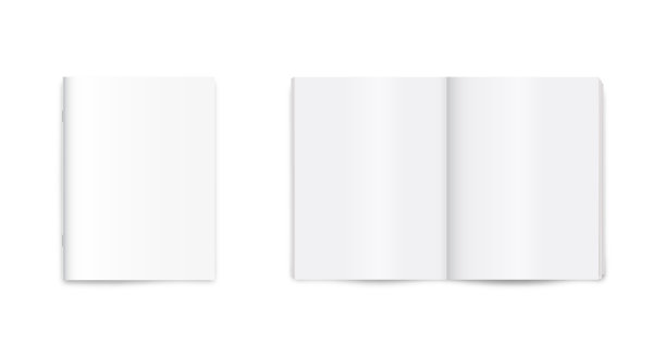 空白杂志，期刊，报纸，笔记本模型上的白色背景。图片下载