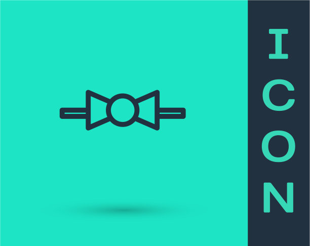 黑色线蝴蝶结图标孤立在绿色图片下载