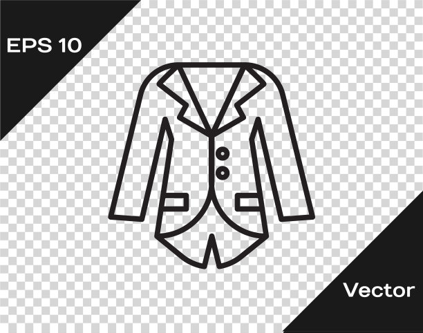 黑色线条上衣或夹克图标孤立图片下载