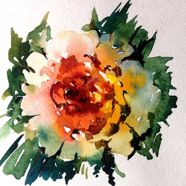 手工花卉图案。美丽温柔浪漫的春天单玫瑰花图片下载