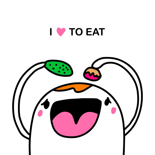 我喜欢吃手绘矢量插画在卡通漫画风格的男人黄瓜和蛋糕图片下载