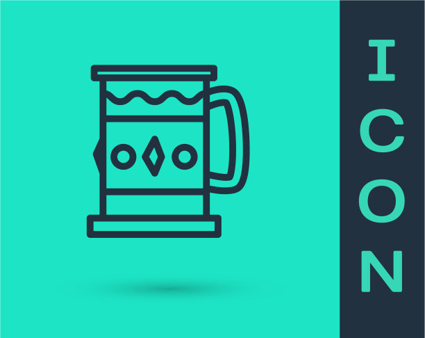 黑线木杯图标孤立在绿色图片下载