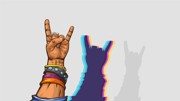 白色的硬摇滚手图片下载