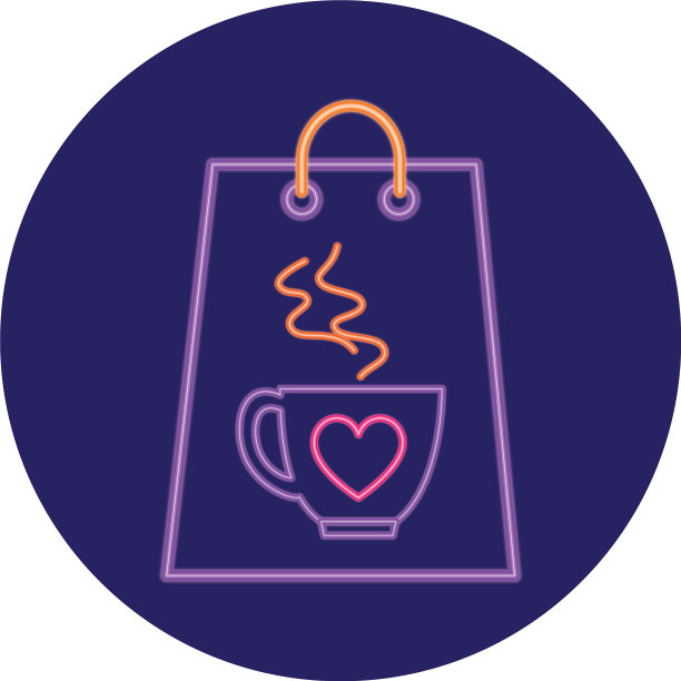 霓虹情人节购物袋图片下载