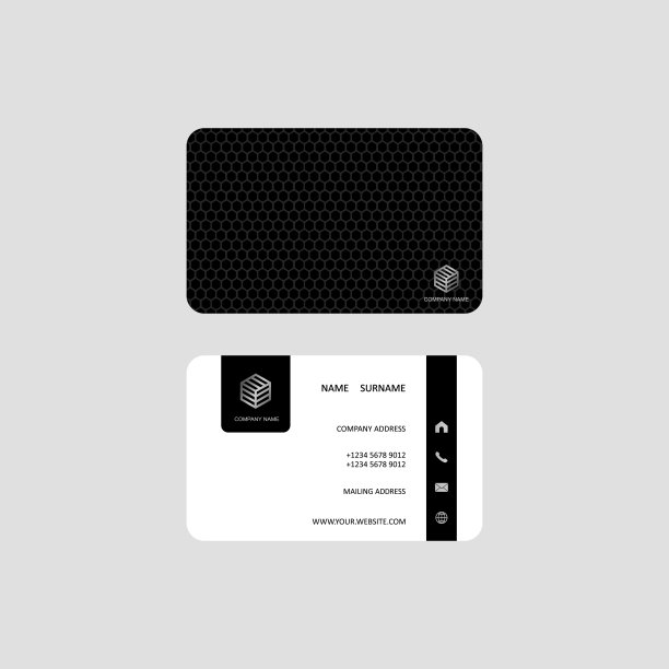深色名片优雅的模板现代风格，在孤立的白色背景上。每股收益10向量。图片下载