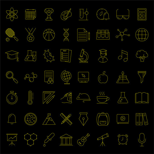 一组矢量线图标和符号在平面设计教育，学校，大学，科学与移动概念和web应用程序的元素。集线现代信息图形标志和象形图。图片下载