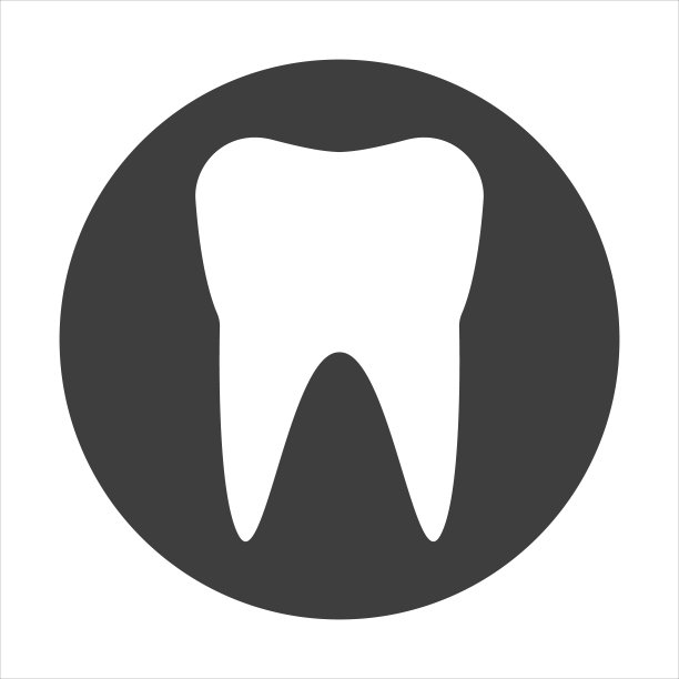 牙齿图标。带有阴影的黑色扁平符号。图片下载