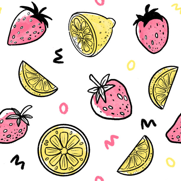 水果图案的夏日可爱涂鸦图片下载