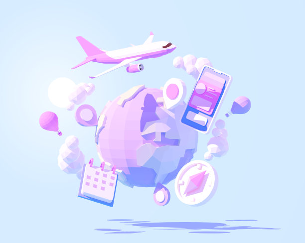 矢量飞机环游世界图片下载