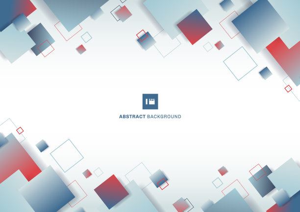 抽象的蓝色和红色梯度颜色方形几何图案在白色的背景图片下载