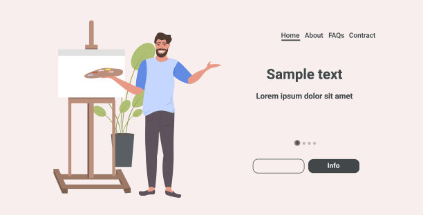 男画家拿着调色板，男艺术家站在那里图片下载