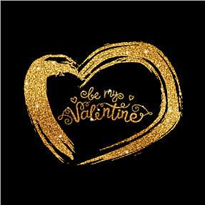 情人节卡片，金光闪闪的心图片下载