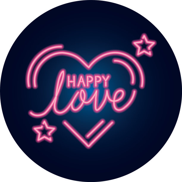 幸福的字母与心和星星的框架图片下载