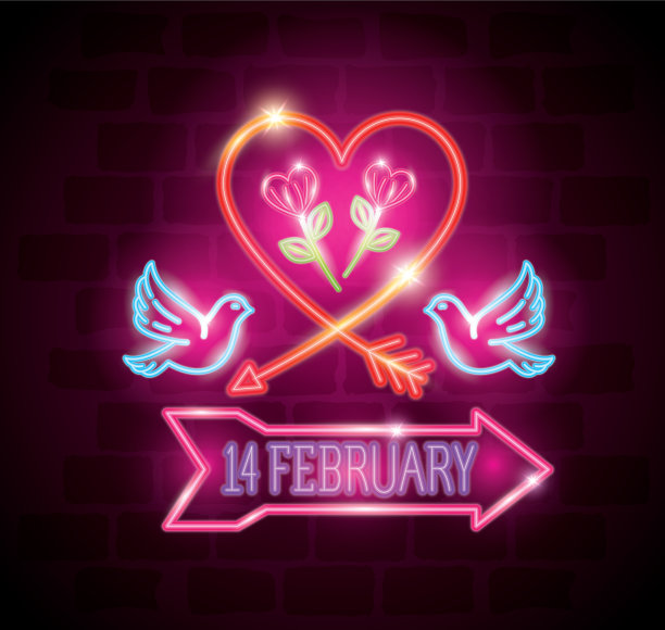 在霓虹灯下设置情人节图标图片下载
