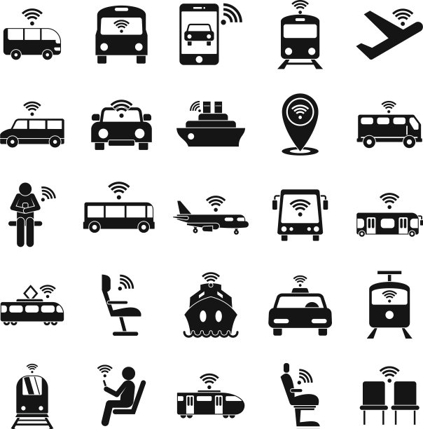 Wifi在运输图标设置简单的风格图片下载