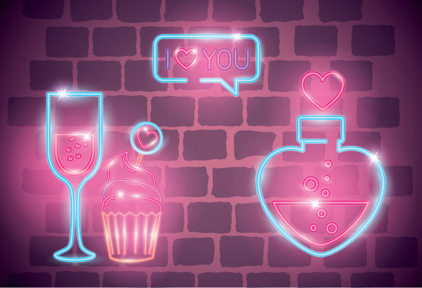 在霓虹灯下设置情人节图标图片下载