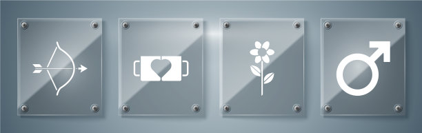 集男性象征花两个咖啡杯和图片下载