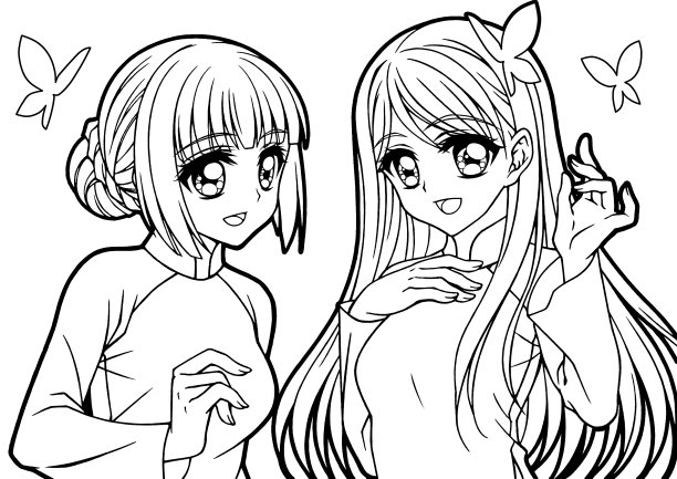 涂色书的女孩插图图片下载