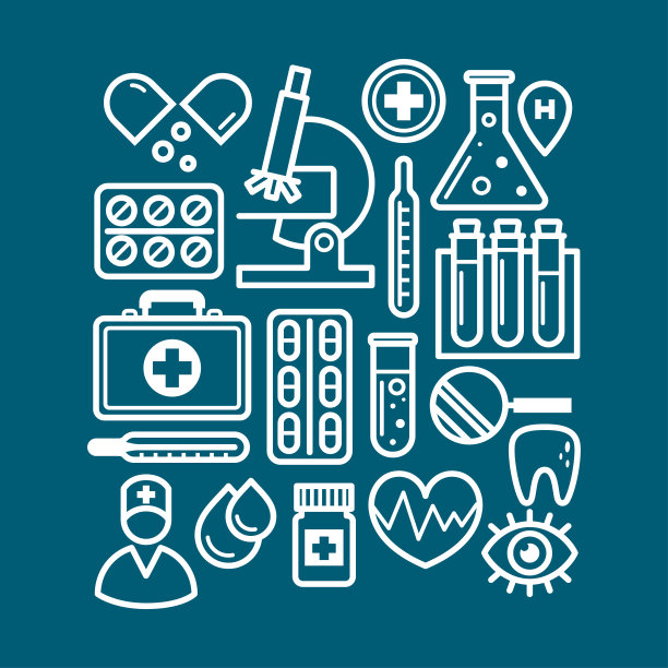 蓝色背景上的医疗图标图片下载