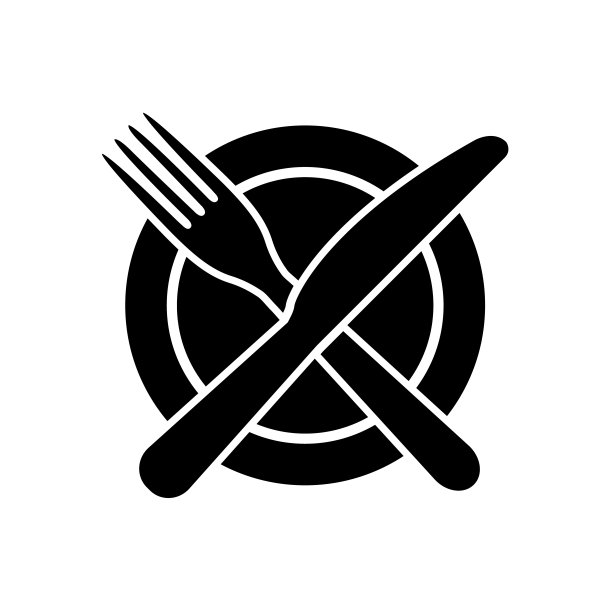 叉子和刀的图标，标志孤立在白色的背景图片下载