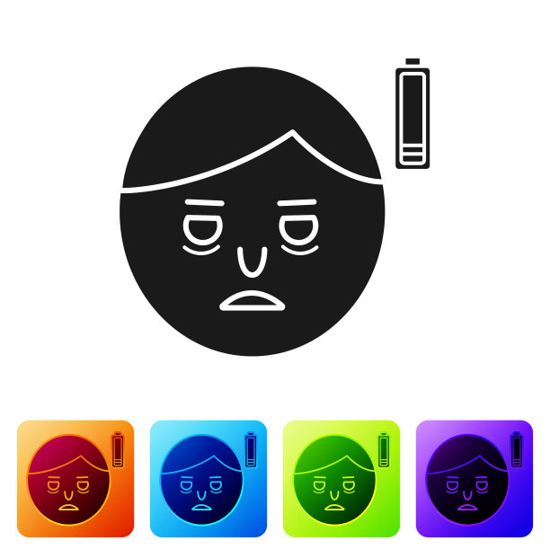 黑色疲劳图标孤立在白色背景图片下载