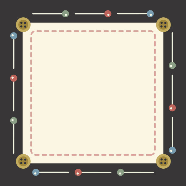 缝纫配件框架矢量。按钮和别针裁缝工具。页为手工笔记，剪贴簿纸，缝纫商店销售优惠券，社交网络，卡片，邮政，横幅。图片下载