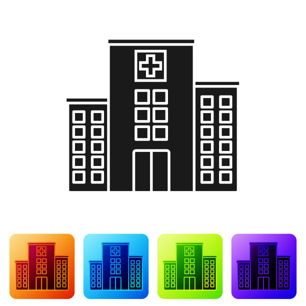 有十字图标的黑色医疗大楼图片下载