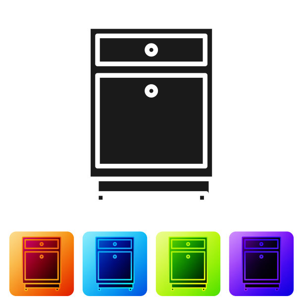 黑色家具床头柜图标孤立在白色上图片下载