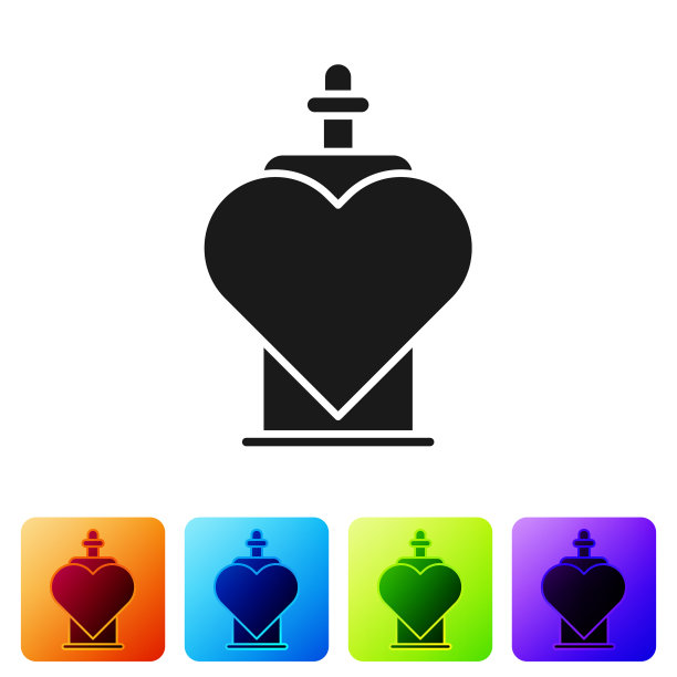 黑色瓶子与爱情药水图标隔离图片下载