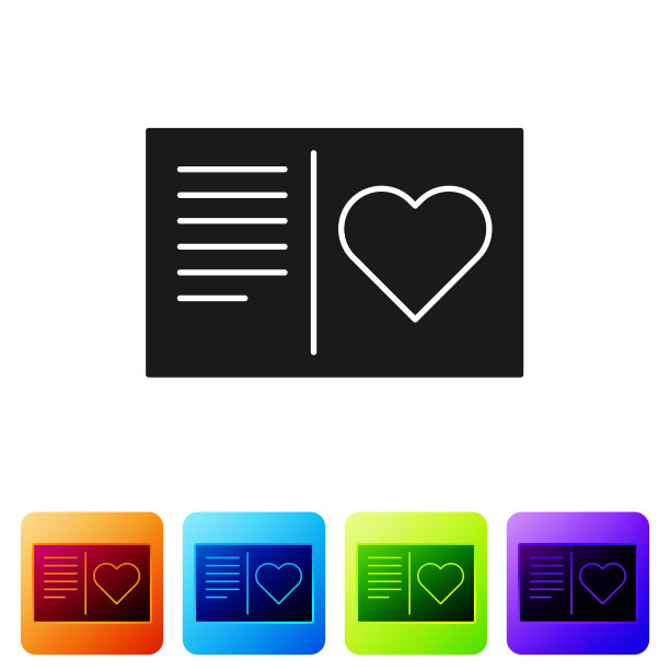 带有心形图标的黑色情人节传单图片下载