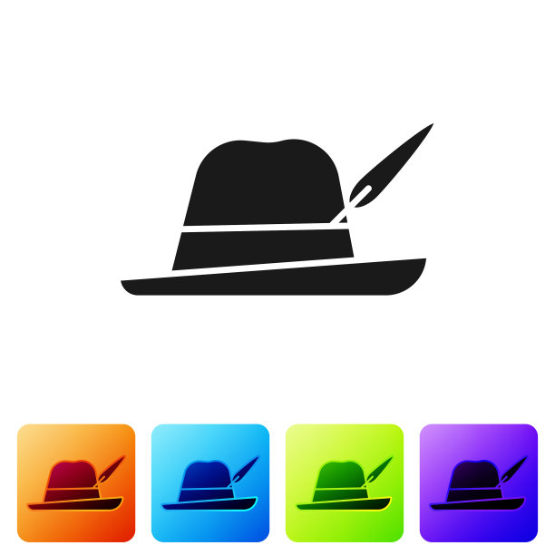 黑色啤酒节帽子图标孤立在白色图片下载