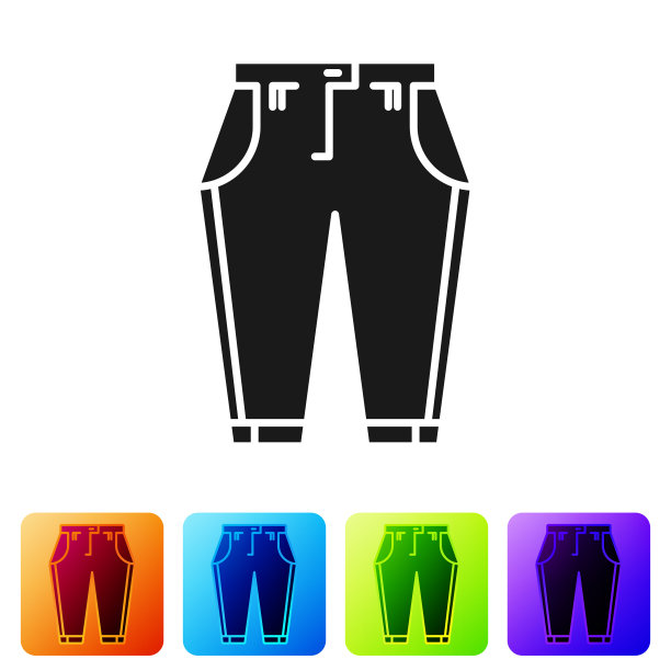 黑色裤子图标孤立在白色背景设置图片下载