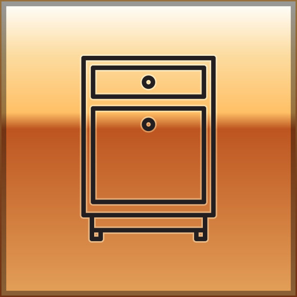 黑色线条家具床头柜图标孤立上图片下载