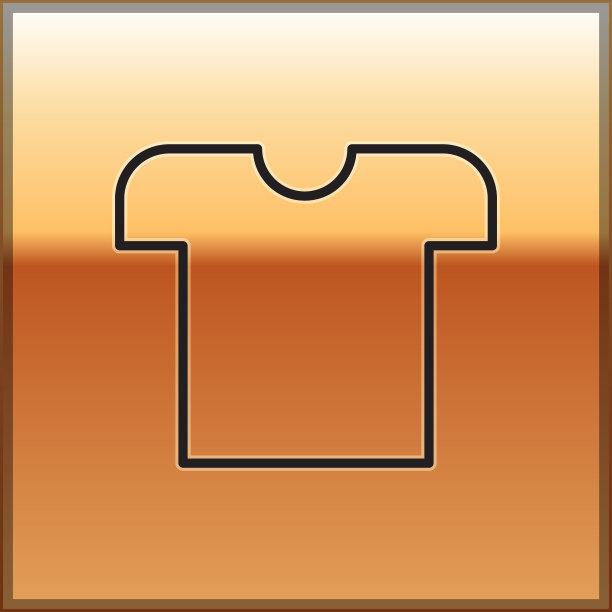 黑色线条的t恤图标孤立在黄金上图片下载