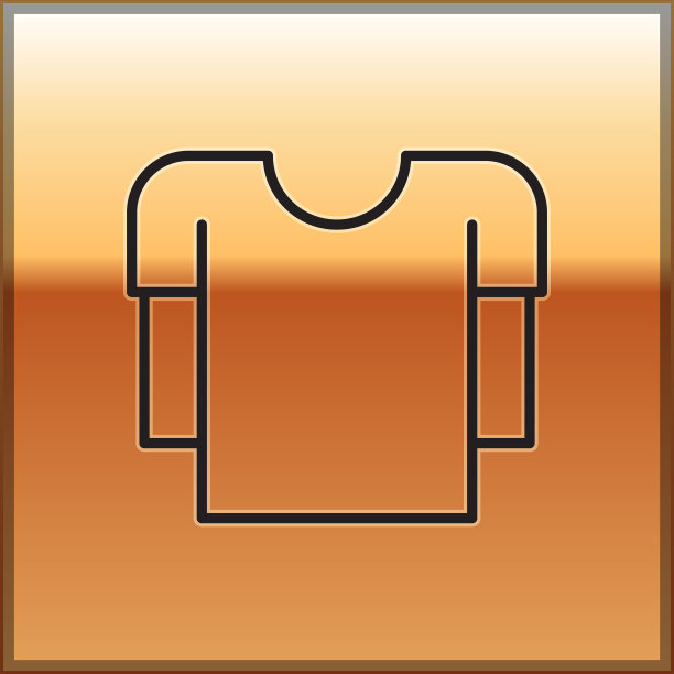 黑色线长袖衬衫图标孤立上的黄金图片下载