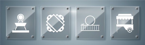 设置带有遮阳滚筒的街头快餐车图片下载