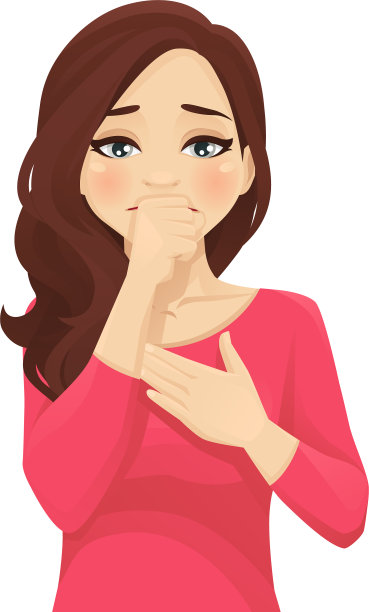 悲伤美丽的女人在咳嗽图片下载