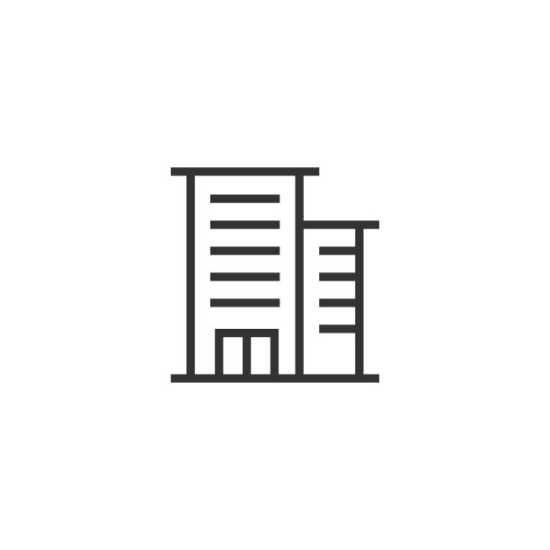 建筑图标在平坦风格的城市摩天大楼图片下载